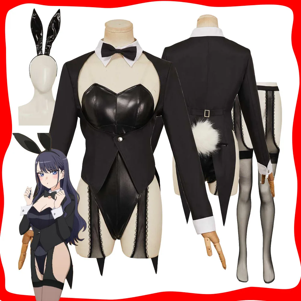 

Dress Up Anime Darling Kitagawa Marin Cosplay Black Bunny Girls Jumpsuit Costume Tails Headgear Socks Women Halloween Party Suit