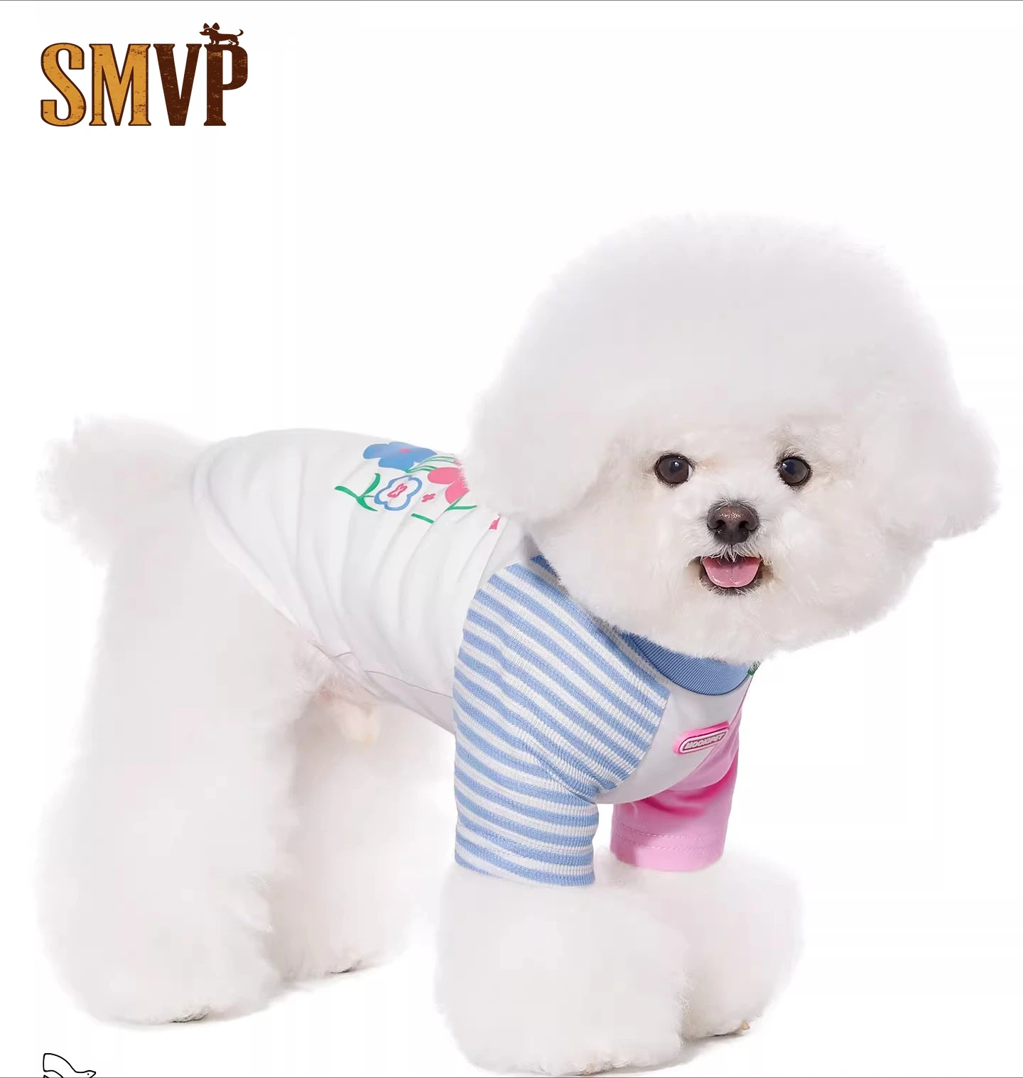 

Pet Dog Cat Clothes Spring and Summer New Fresh Color Matching Flowers Small Dog T-shirt Thin Breathable Cute
