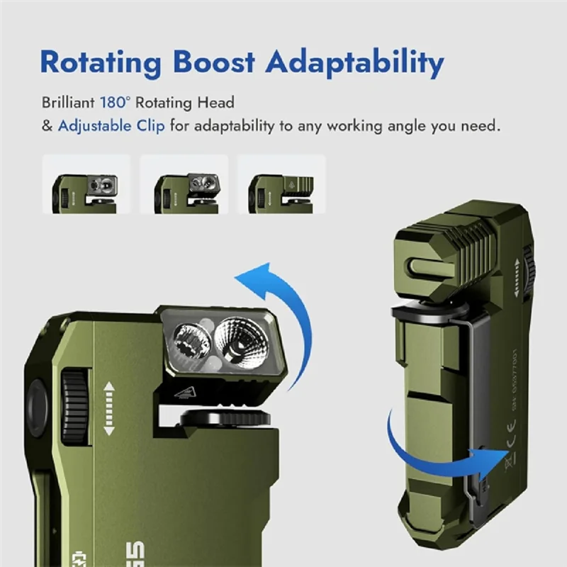 

BMBY-G5 Edc Light 400 Lumens,Rechargeable Pocket-Sized Flashlight With Magnetic Base High-Lumen Output Mini Green