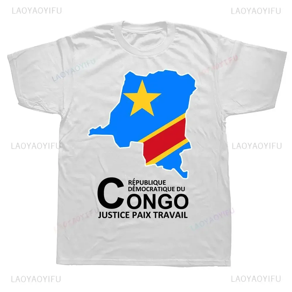 Country Map Printed Congo COD Kinshasa T-shirt Short Summer Fashion Sleeve Clothes Loose Tshirt Hip Hop Casual Hipster Man Tees