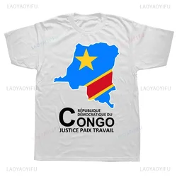 Country Map Printed Congo COD Kinshasa T-shirt Short Summer Fashion Sleeve Clothes Loose Tshirt Hip Hop Casual Hipster Man Tees