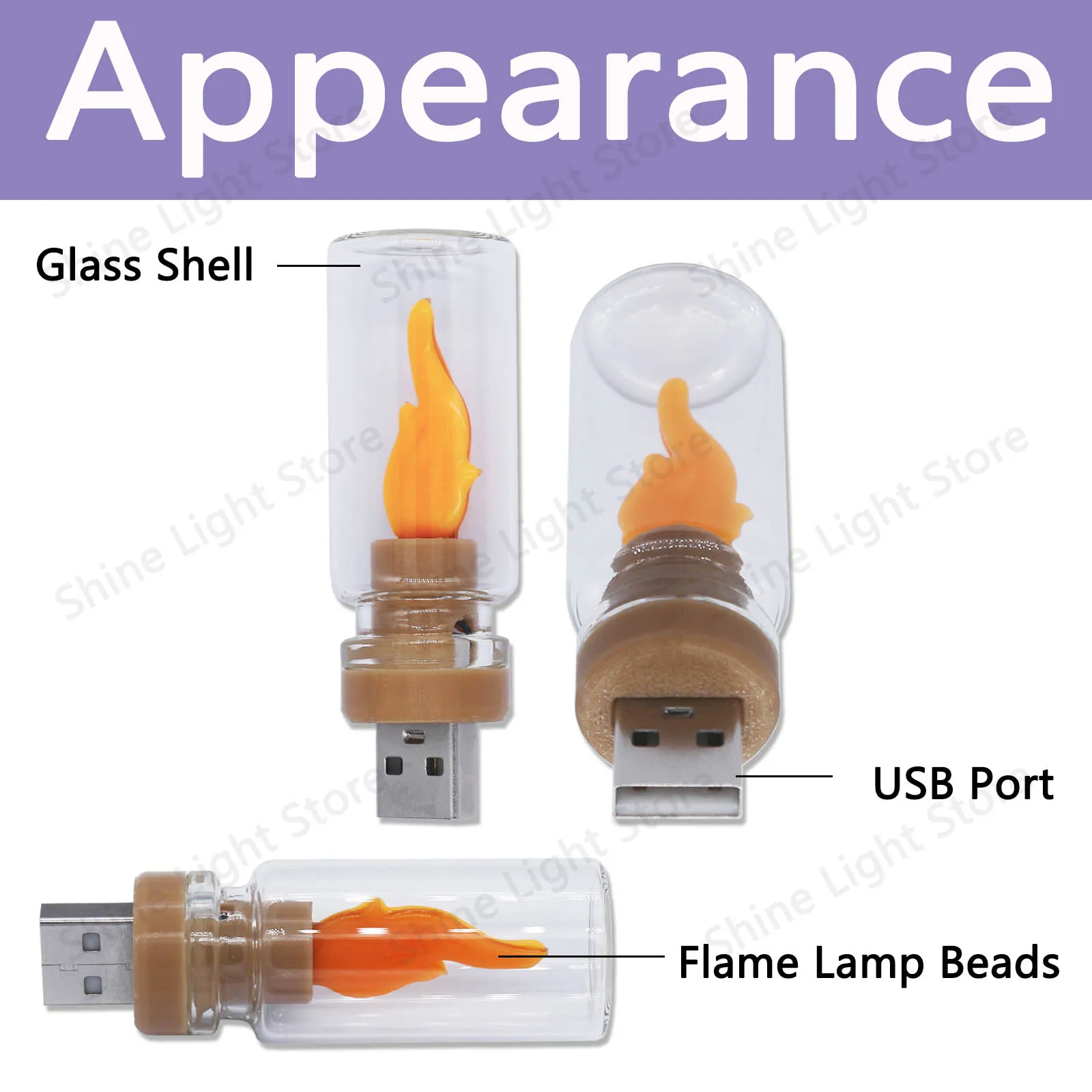 Bougie LED clignotante USB Cob, filament de flamme Edison, décoration de fête d'anniversaire, accessoires d'ampoule, bricolage, DC 5V, 2200K