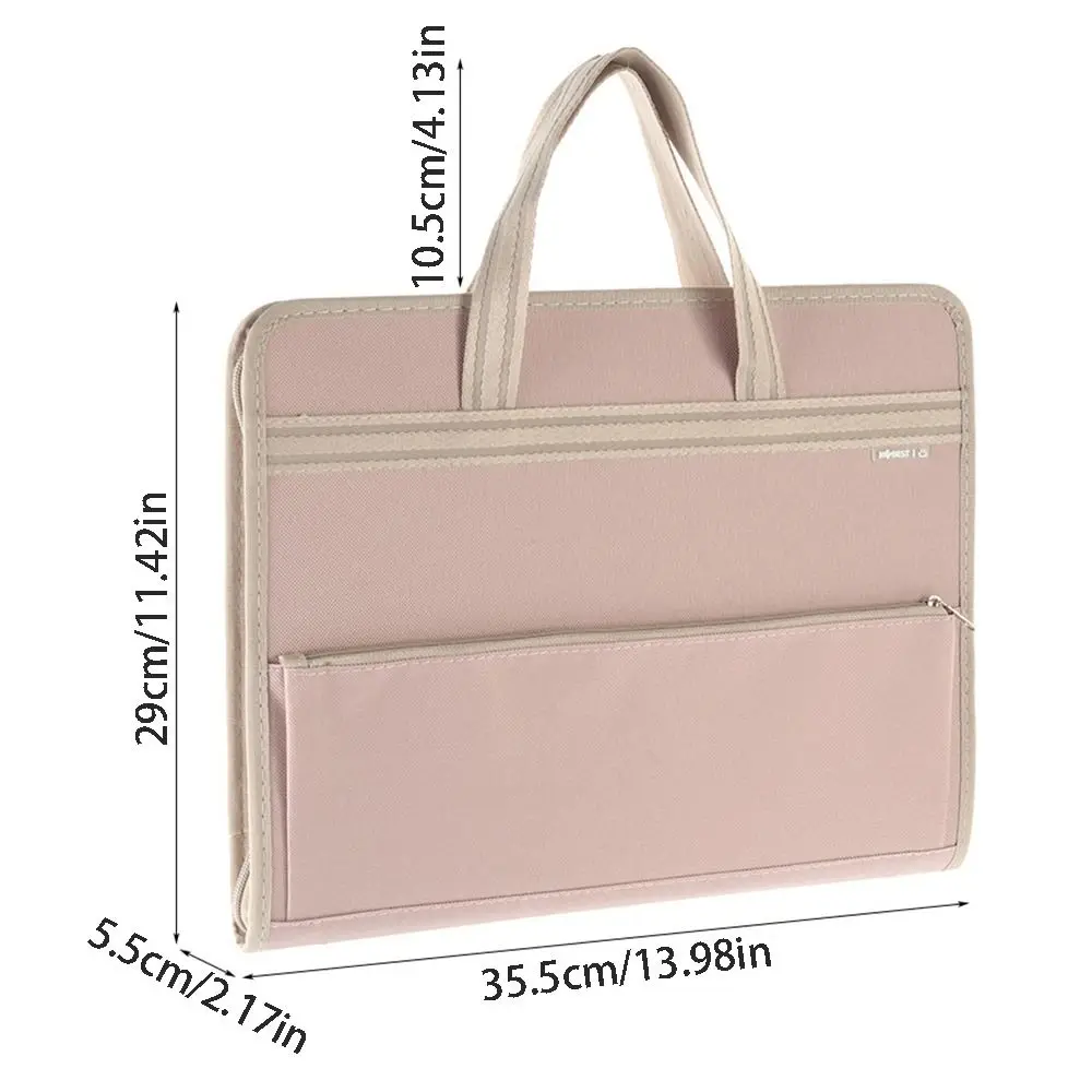13 Pocket Canvas Accordion Document Bag Vertical Large Capacity A4 Expanding File Organizer with Handle Portable