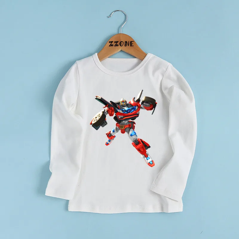 Tobot Evolution Transformer Robot Car Print Cartoon Kids T shirt Children Clothes Baby Boys Girls Long Sleeve T-shirt,LKP2179