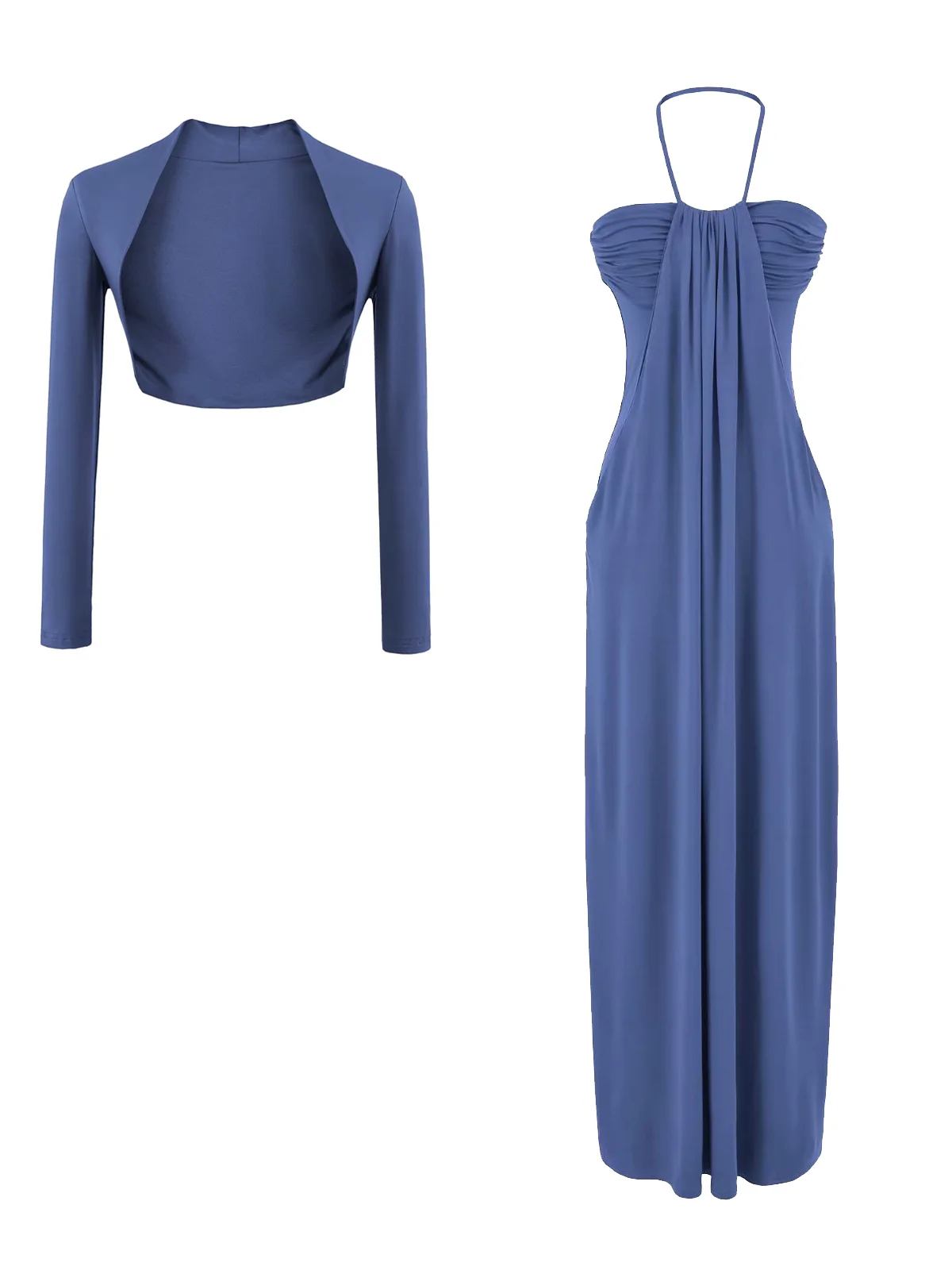 Sexy Wind-Borne Waist-Cinching Off-oulder Dr Women's Sun-Protective awl Two-Piece Set Cotton Blend Gauze Fabric