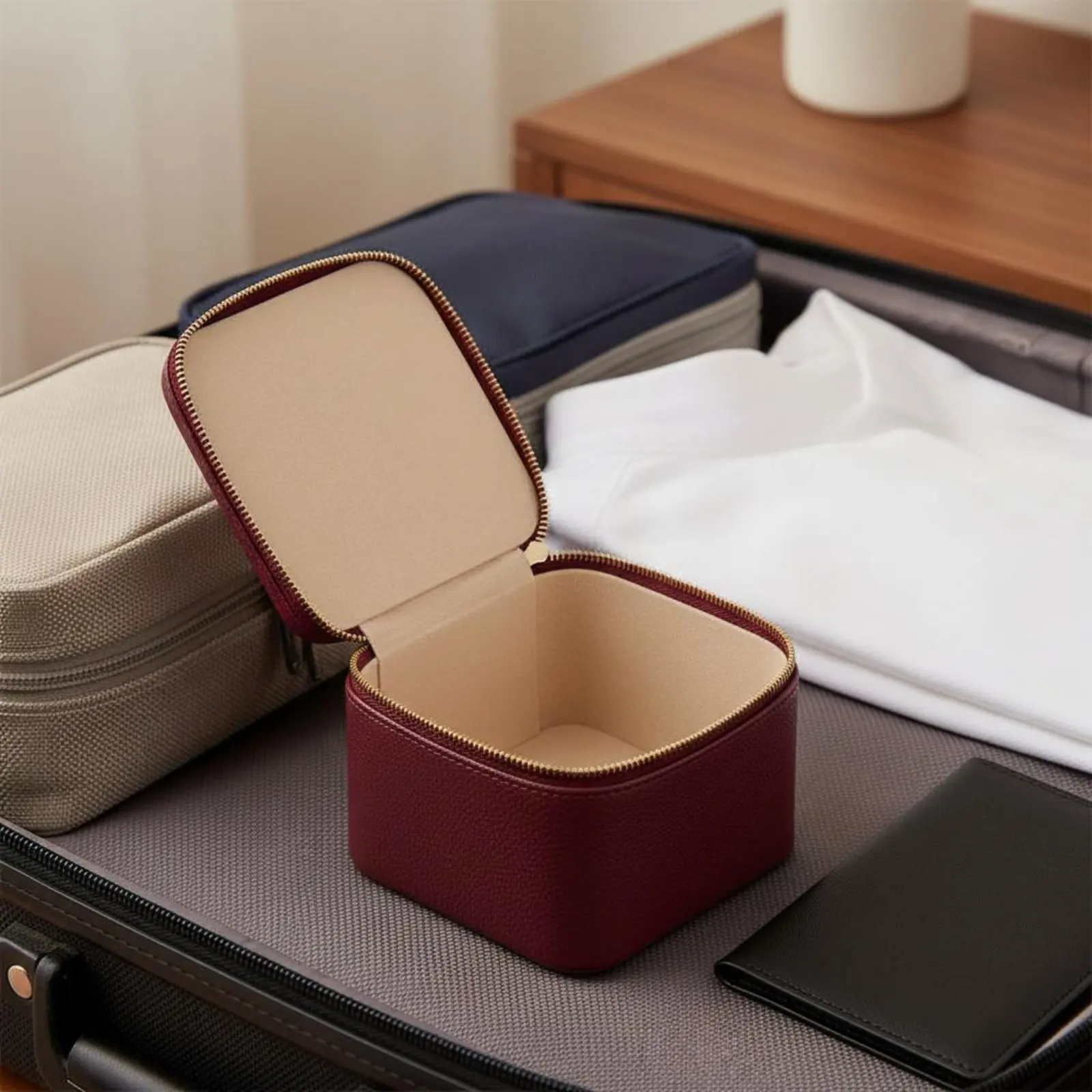 Multicompartment Jewelry Organizer Large Capacity Jewelry Organizer Box Secure Zipper Closure Compact for Dressing Table