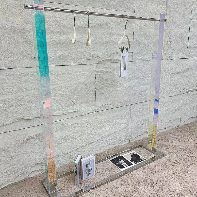 

Clothing store stainless steel display rack acrylic hanger creative colorful floor type