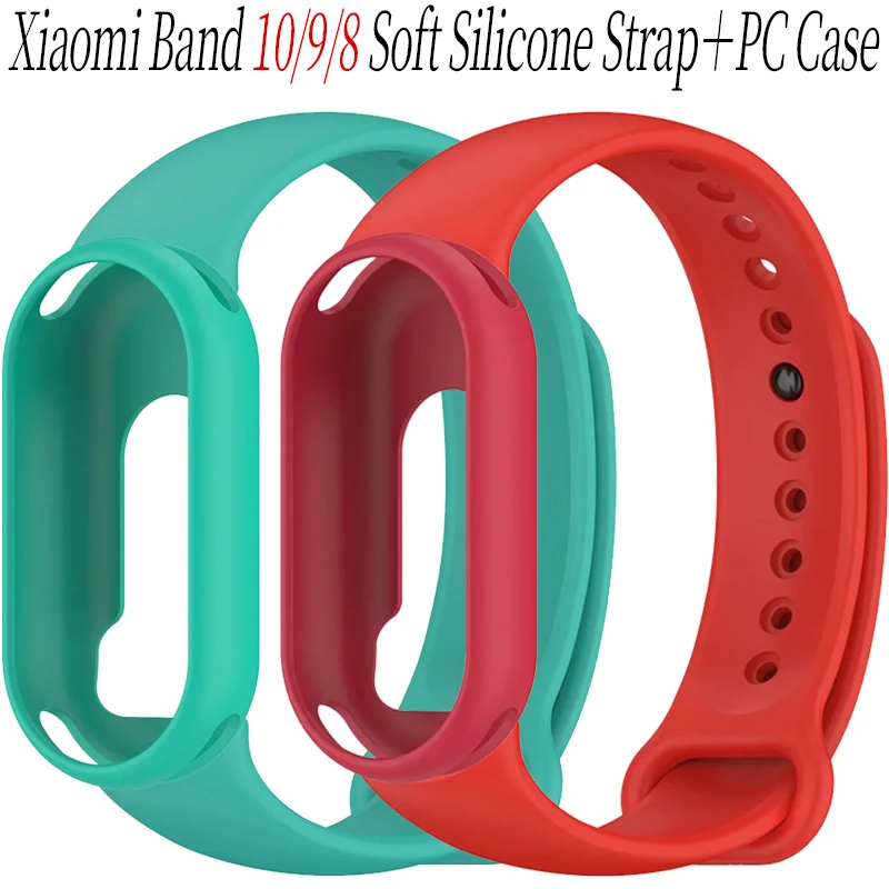 Weiche Hülle + Silikonarmband für Xiaomi Band 10 9 8 – Sturzschutzschale mit Gürtel für Mi Band 10 9 8 Armband-Zubehör