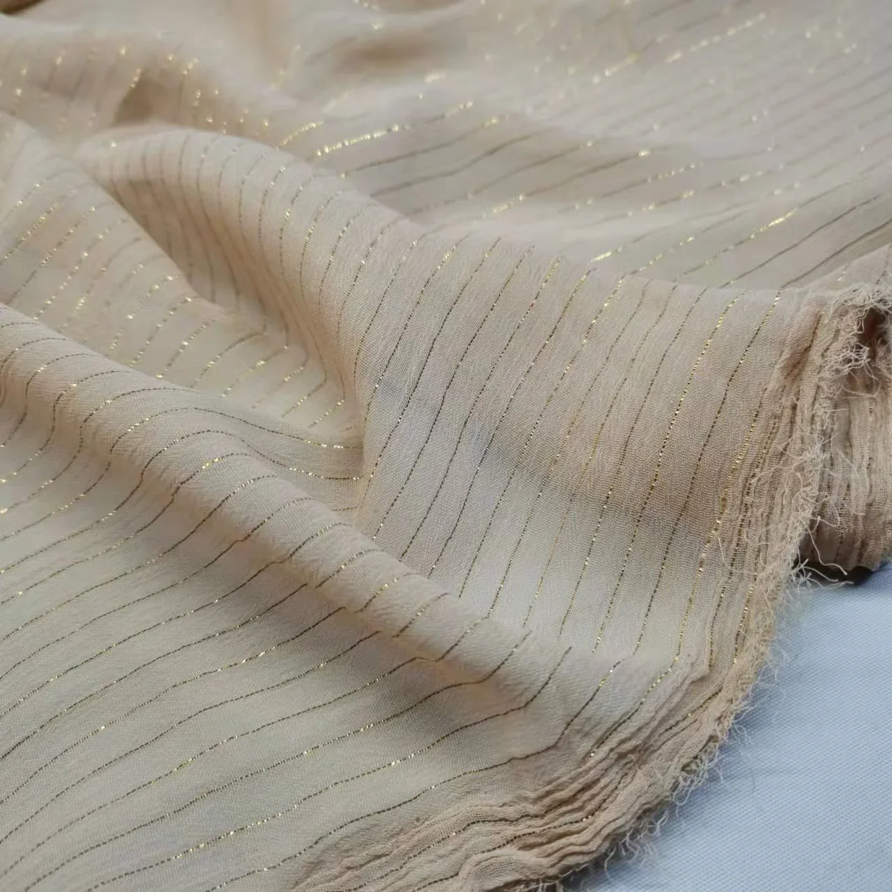 On Sale Metallic Shiny Crepe Chiffon Cosplay Fabric Breathable DIY Sewing Material