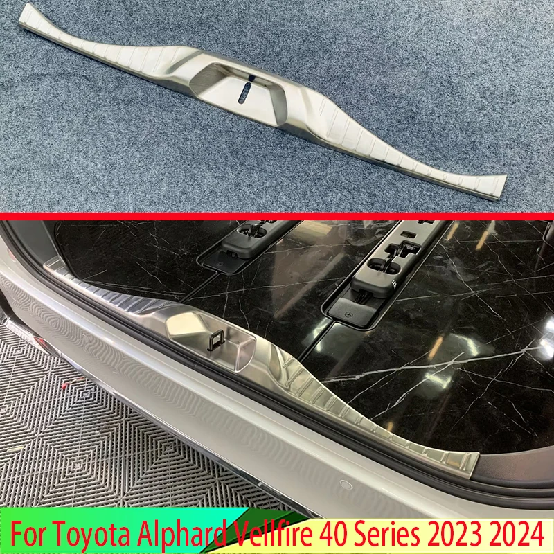 For Toyota Alphard Vellfire 40 Series 2023 2024 Stainless Steel Rear Trunk Scuff Plate Door Sill Cover Molding Garnish