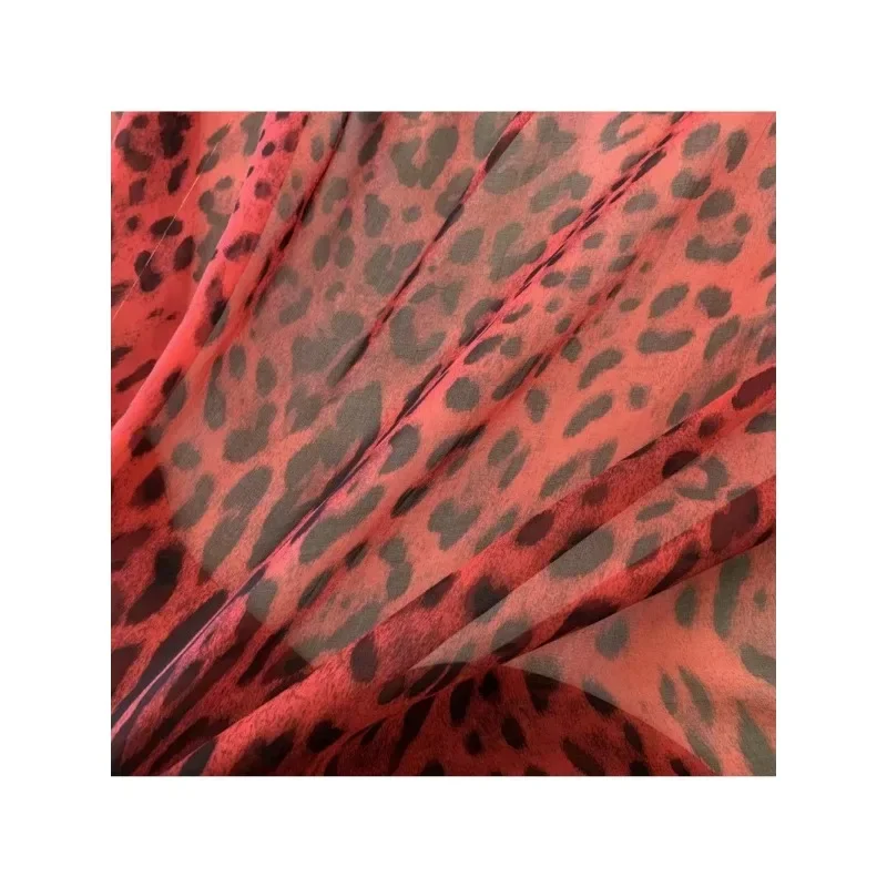 Classic Leopard Print High-quality Chiffon Clothing Fabric for Dress Scarves Polyester Handmade Diy Designer Fabrics 145x50cm