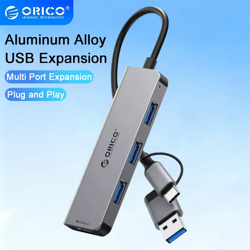 ORICO USB HUB 4-7 Port USB Type C to USB 3.0 HUB Splitter Expansion Docking Station Aluminum OTG Adapter Computer Accessories