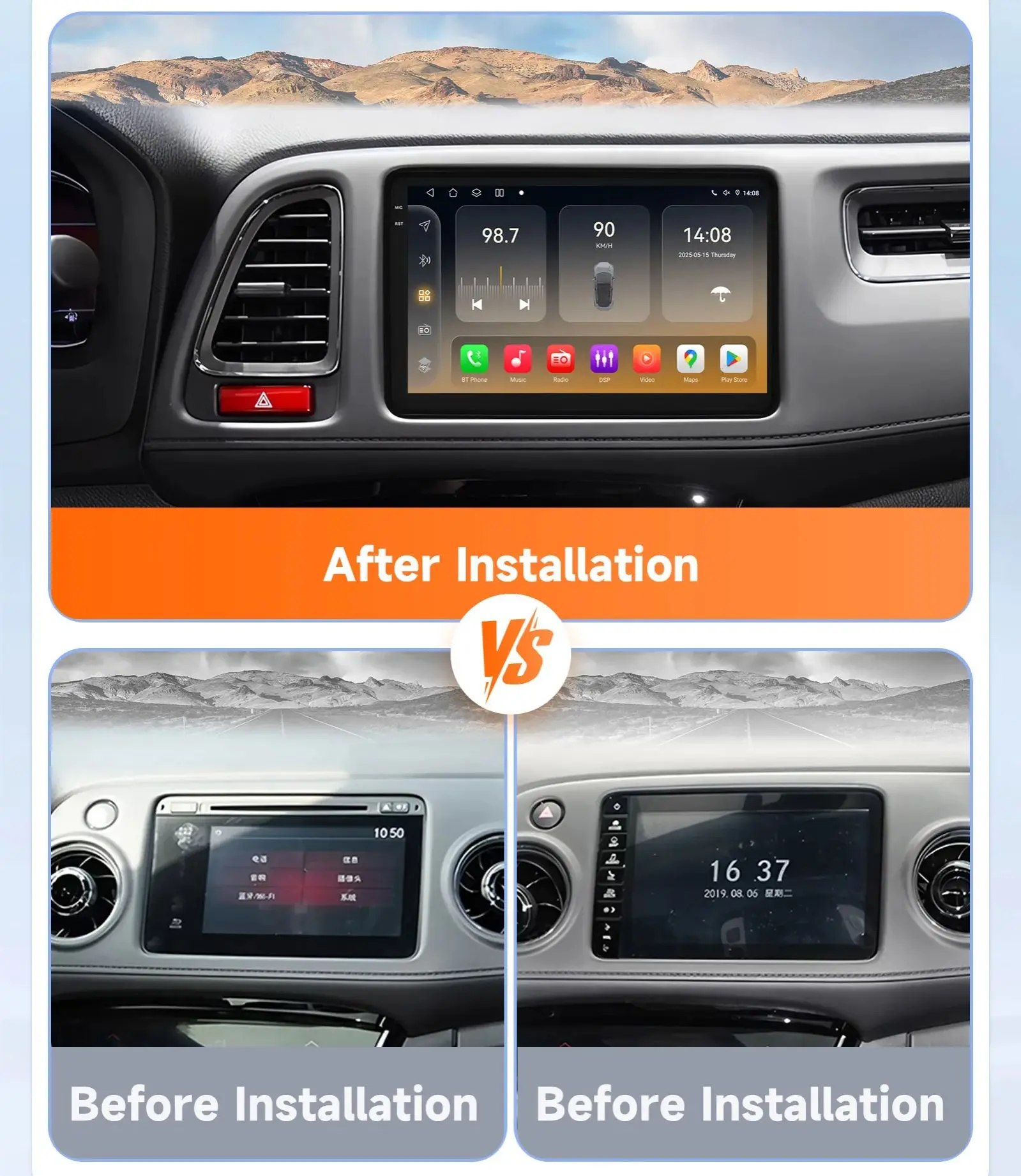 OSSURET Android Car Radio Player for Honda HR-V HRV Vezel 2 XRV HR V 2015-2020 Wireless Carplay GPS 6115 Android Auto Multimedia