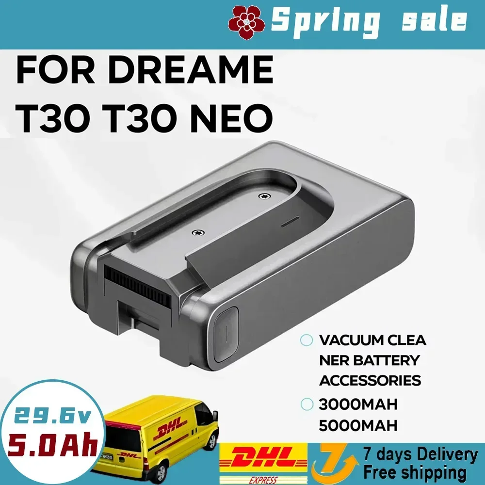 

29.6V Replacement Battery Pack for Dreame T30 R20 Cordless Vacuum Cleaner, High Capacity 2900mAh Rechargeable Battery