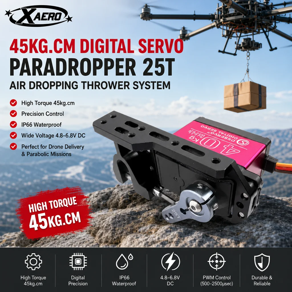 

XAERO 45kg cm Digital Servo Paradropper 25T Air Dropping Thrower System for Drone Parabolic