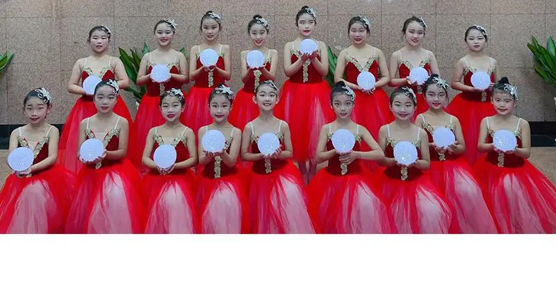 Red Ballet Tutu Skirt For Girls Soft Tulle Long Dress Performance Costumes Children Adult Women Ballerina Dance Clothing 3 Layer