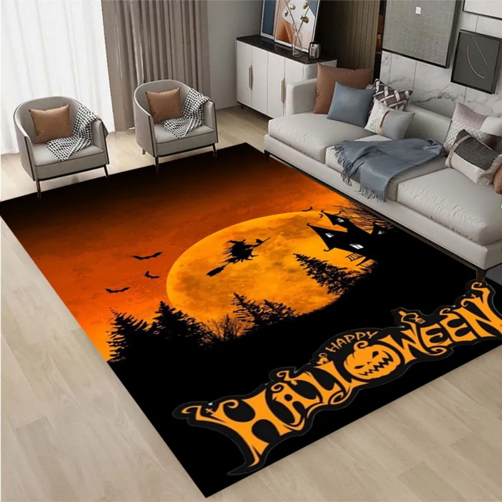 

VIKAMA Halloween Living Room Carpet Non Slip Wear Resistant Easy To Clean Bedroom Entrance Holiday Party Home Decor Carpet