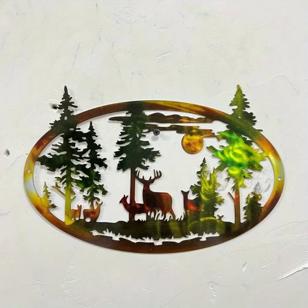 CIFBUY Christmas Deer Bear Iron Wall Art Metal Sculpture Holiday Hanging Decor Home Gift Ornament Plaque