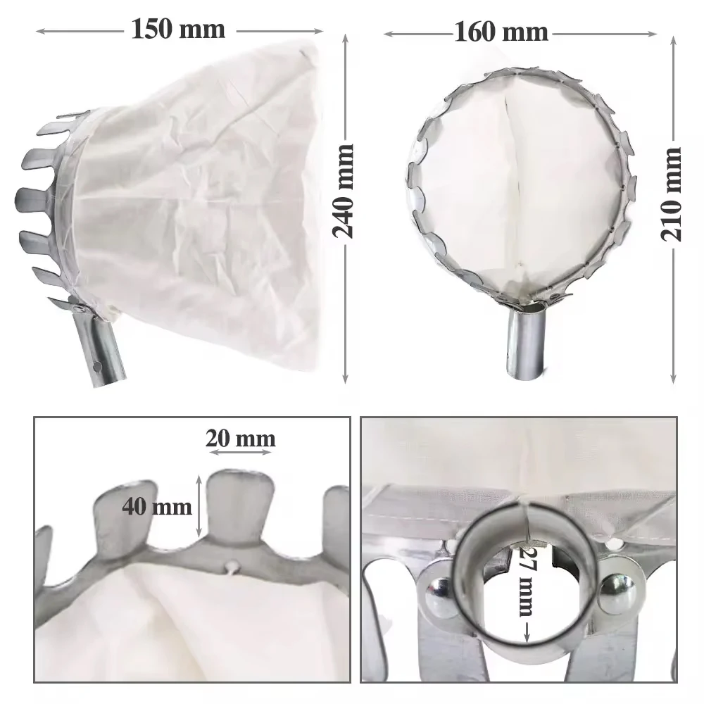 Imagem -03 - Cabeça Picker Frutas com Pólo Telescópico Extensível Cesta de Jardim Colheita de Peras Colheitadeira Alta Altitude Coletor de Frutas Portátil