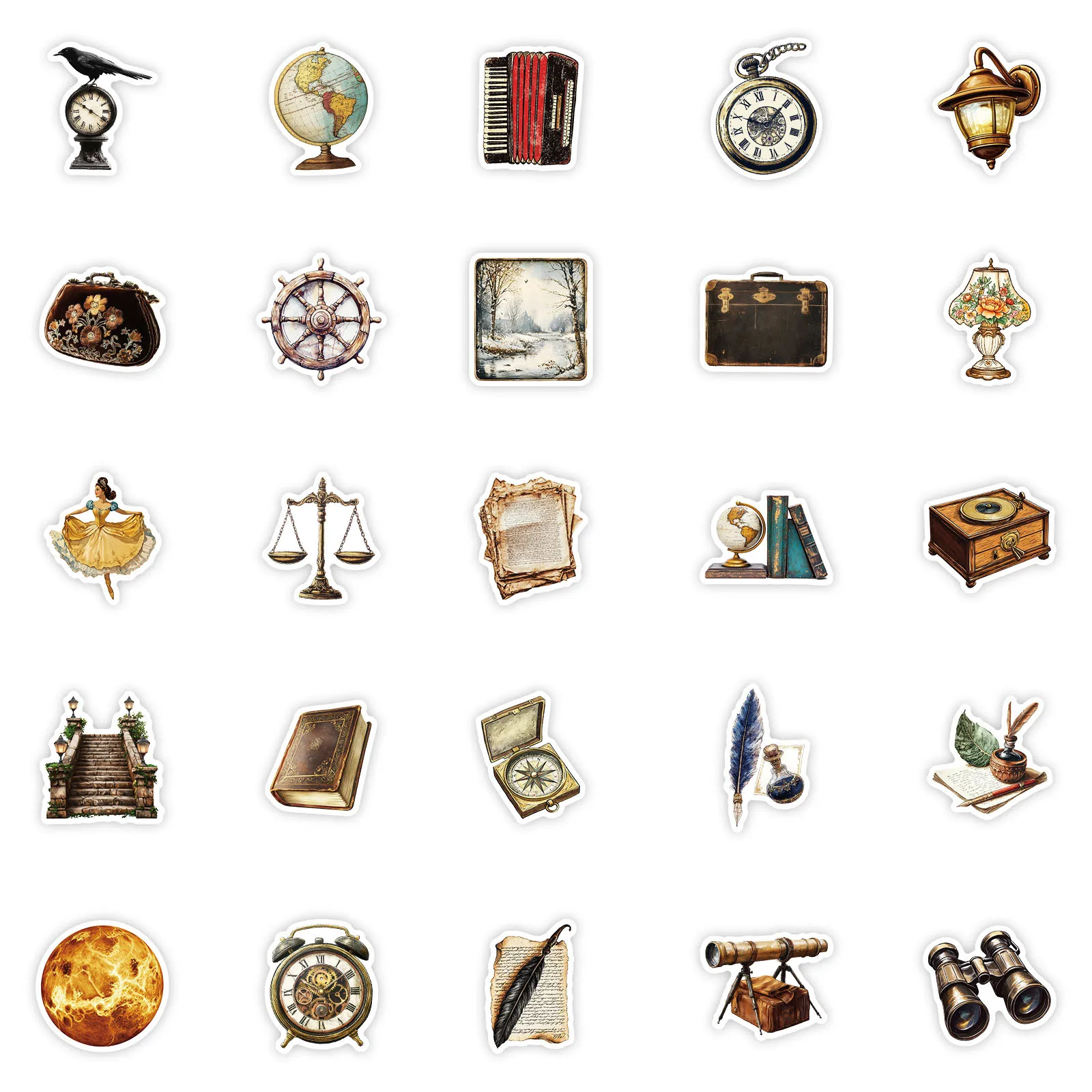 10/50PCS INS Stickers European Style Decoration Retro Thing Graffiti DIY Laptop Phone Guitar Bike Skateboard Decals Kids Toys