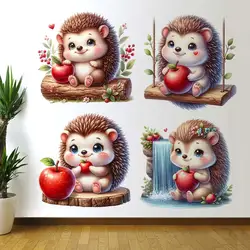 Cute Hedgehog Wall Sticker Baby Kids Room Decoration Mural Self-adhesive Bedroom Home Wallpaper Nursery Decor Decals S357