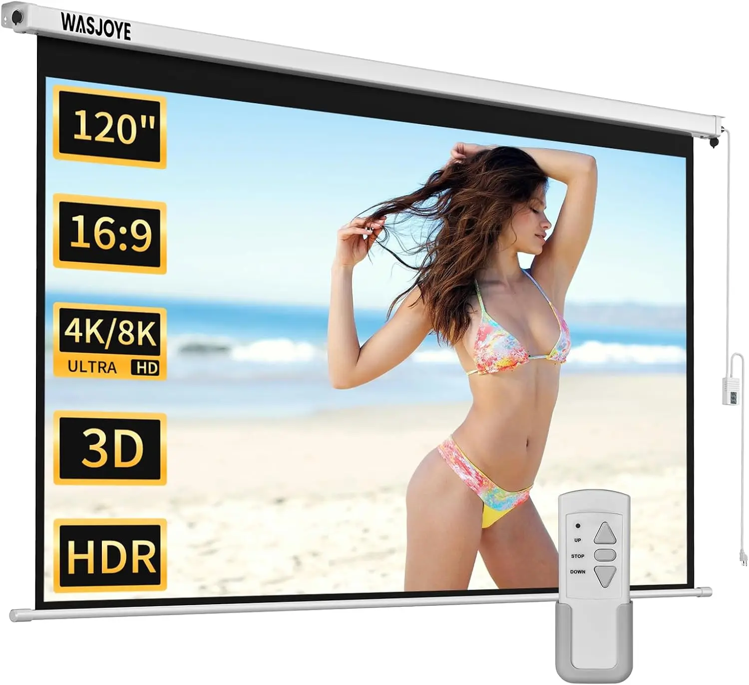 

Motorized Projector Screen 120" - 16:9 Electric Screen with Remote Control for Home Theater Office