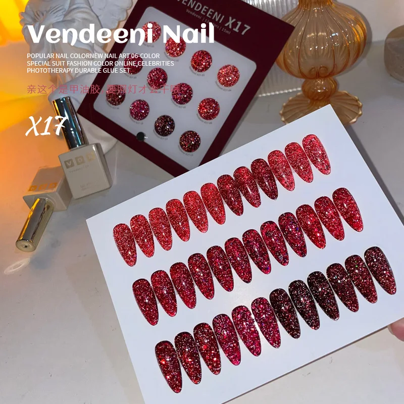 VENDEENI-Ensemble de gel pour ongles, 12 couleurs, œil de chat, pour salon de manucure, professionnel, Non-CUUV, kit d'art, personnalisé, vente en gros, nouveau, 2024