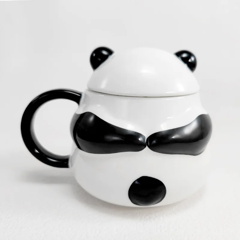 Cute Panda Ceramic Mug with Cover High Beauty Coffee Cups Creative Office Drinking Cup Breakfast Milk Mugs Couple Holiday Gift