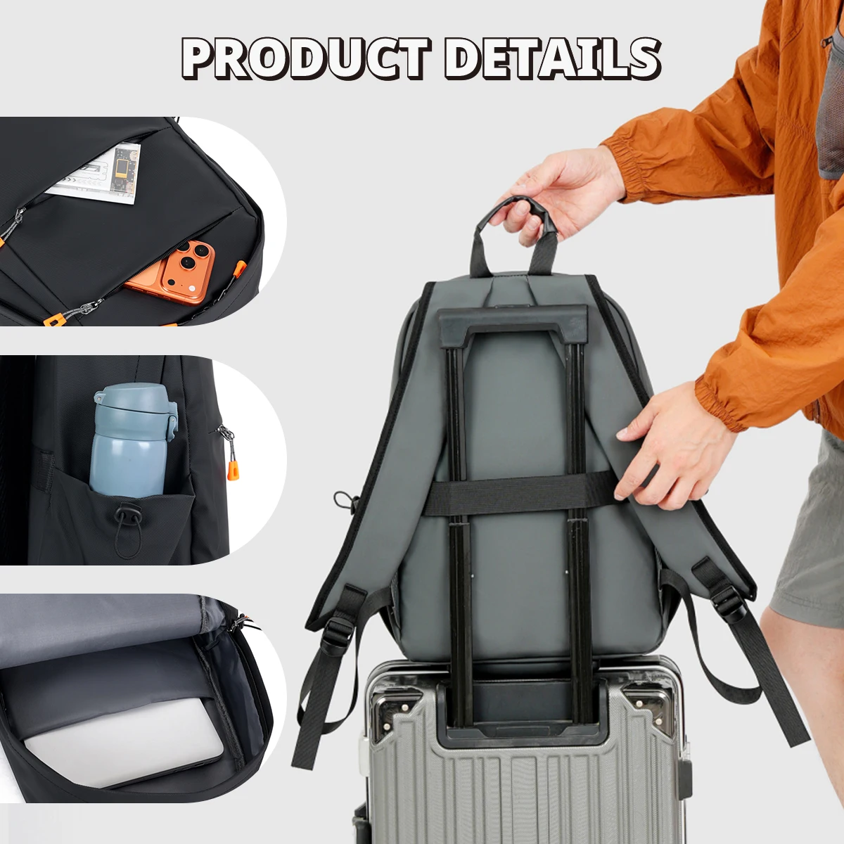 Men's backpack, travel backpack, laptop backpack for business trips, school bag for high school, junior high school, and college students, extra-large capacity for boys