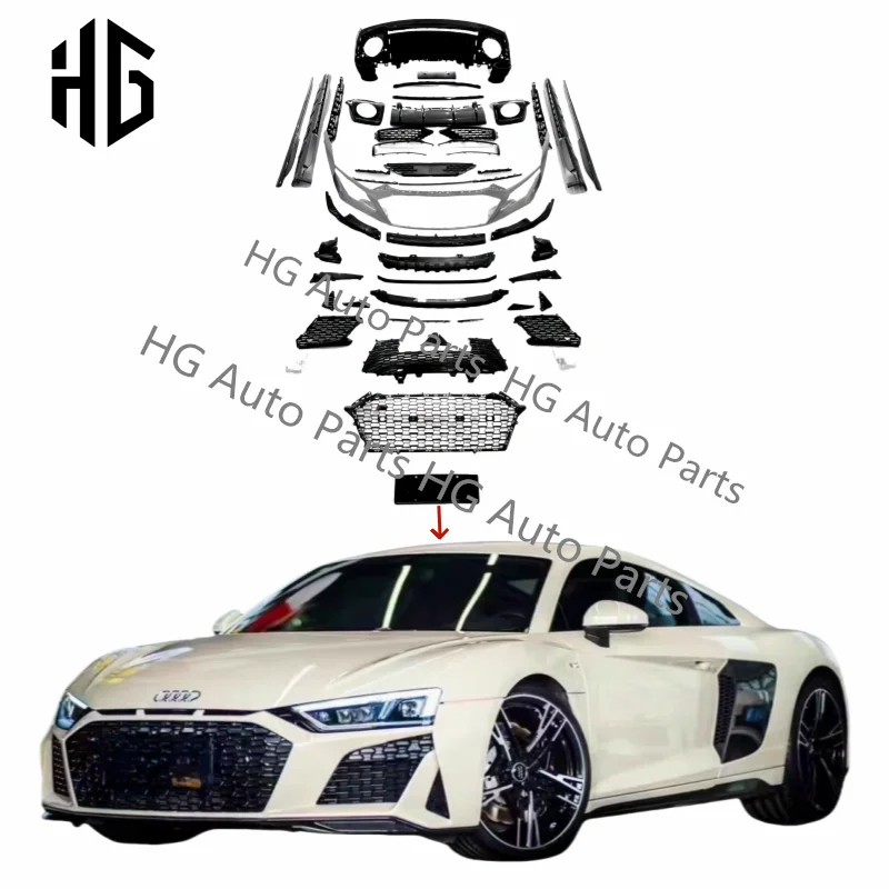 Old to New Style Bodykit For Audi R8 Facelift 2016-2021 Car Front Bumper Assembly Grilles Upgrade Body Kits