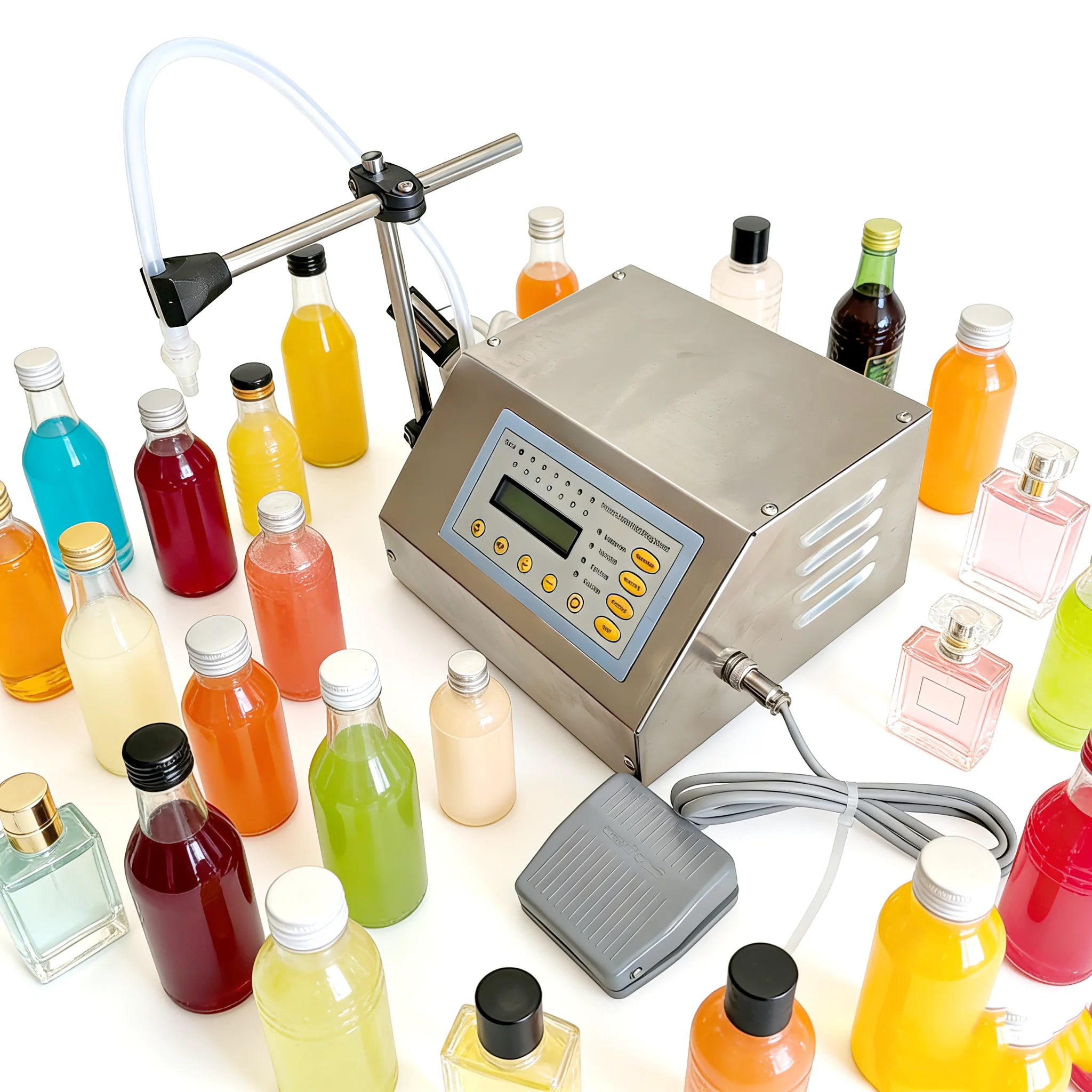 5000ml Filling Machine Diaphragm Pump Liquid Water Filler Auto Model Foot Padel Switch Juice Sauce Milk Perfume Automatic