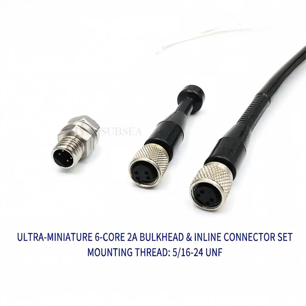 SUBSEA Ultra Compact 6-Pin Dry Mate Underwater Connector 2A Bulkhead Inline Connector Set for ROV AUV Power FPC PCB 550V