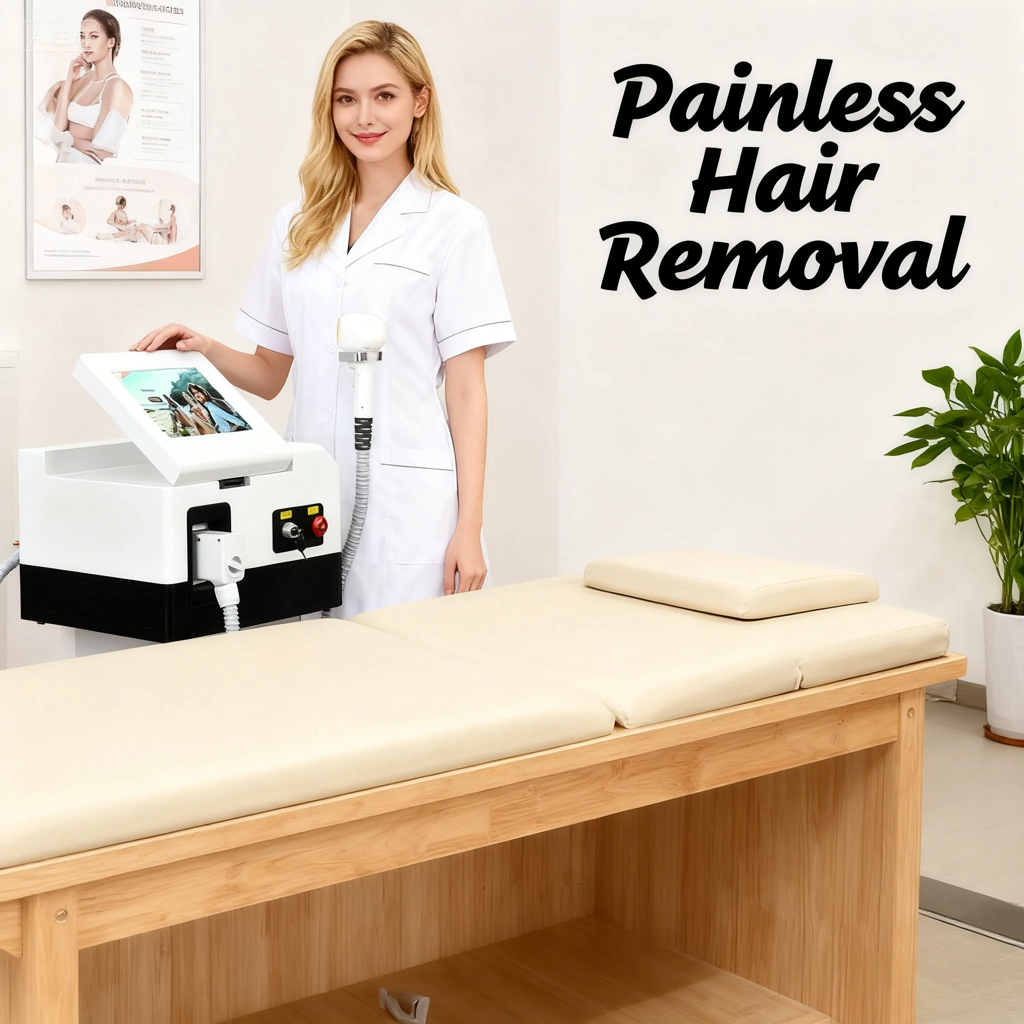 

Semiconductor Laser Hair Removal Device Three Wavelengths 755nm 808nm 1064nm with Ice Cooling Painless Hair Removal System 002