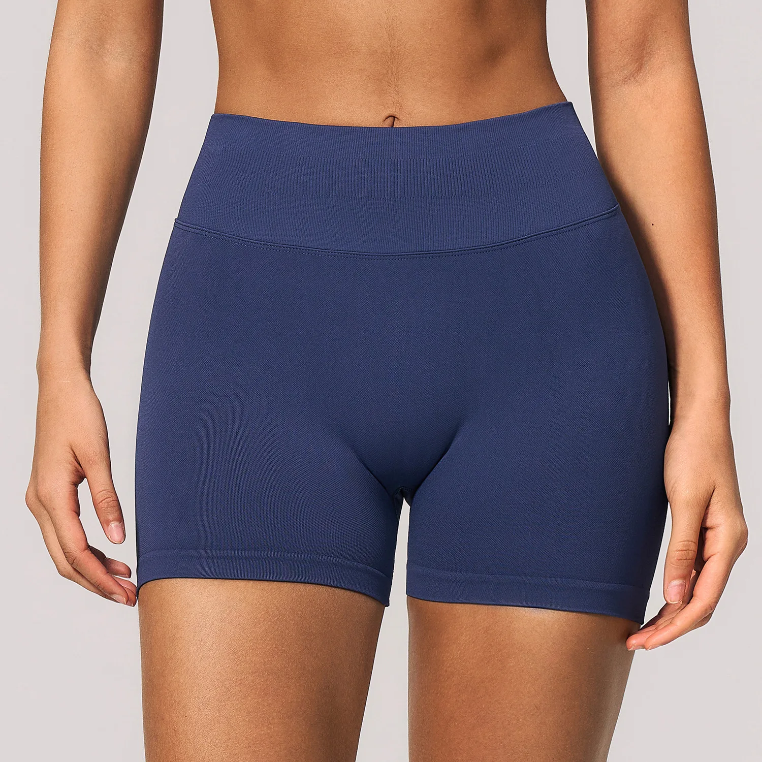Ribbed High Waist Seamless Scrunch Butt Lift Yoga Biker Shorts Stretch Pants Yoga Practice Pilates Gym Running Training Fitness