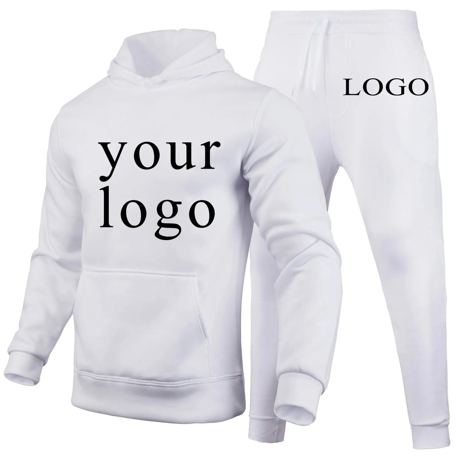 Votre propre Logo de marque de conception/image personnalisée partout hommes femmes bricolage sweats à capuche et pantalons ensemble mode nouveau