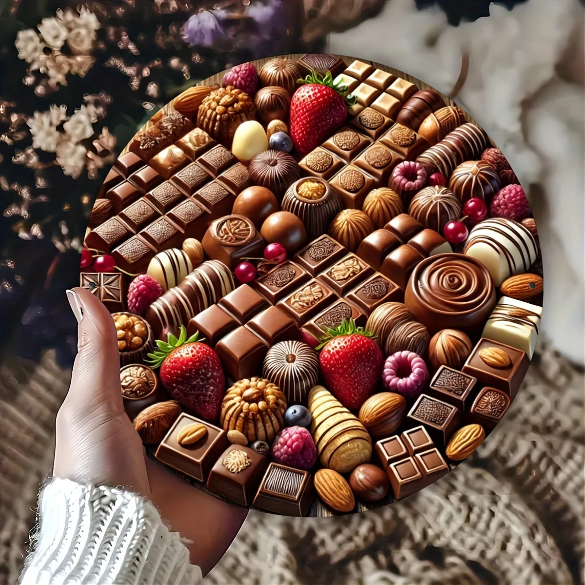 [2D Flat] 1pc 2D Flat Aluminum Signage | Chocolate and Nut Platter Canvas Wall Art - High Quality Aluminum Signboard for Home, O