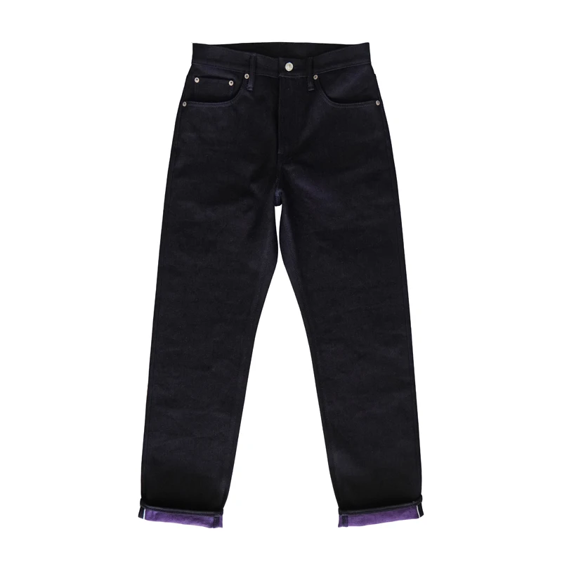 SAUCE ORIGIN Mens Jeans Selvedge Denim Jeans for Man Silver Button Limited Regular Fit Straight Leg Purple Double Dyeing 18OZ