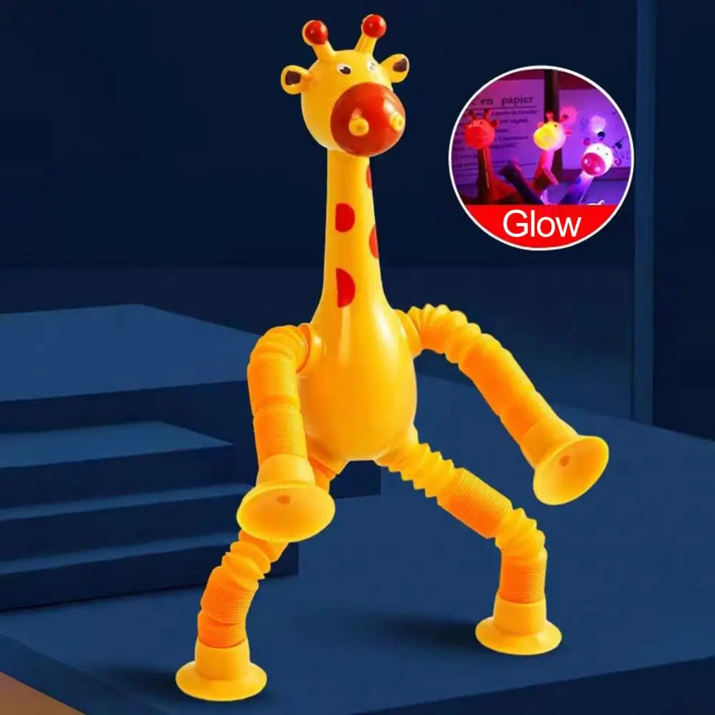 Plastic Stress Relief Miniature Telescopic Suction Cup Giraffe Decor Fidget Tubes Toy Cartoon Giraffe Educational Toy For Home