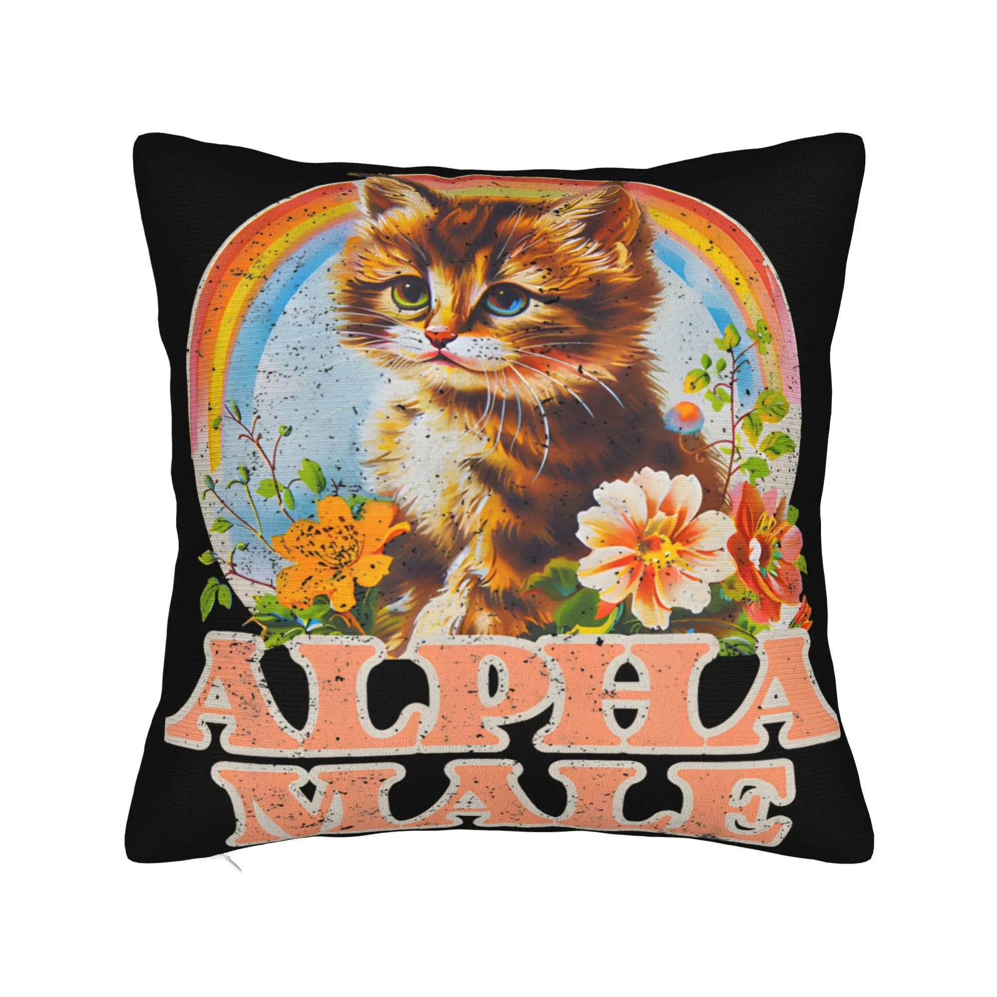 Decorative Pillow Cover Alpha Male Cat Kitten Funny  Merch Bed  Throw Pillow Case Cover Square Multi-Size