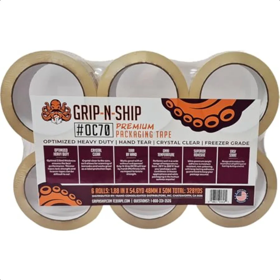 

OC70 Кристально чистая ручная морозильная камера премиум-класса, клейкая сверхпрочная упаковочная лента для доставки, рассылки, переезда, сделано в