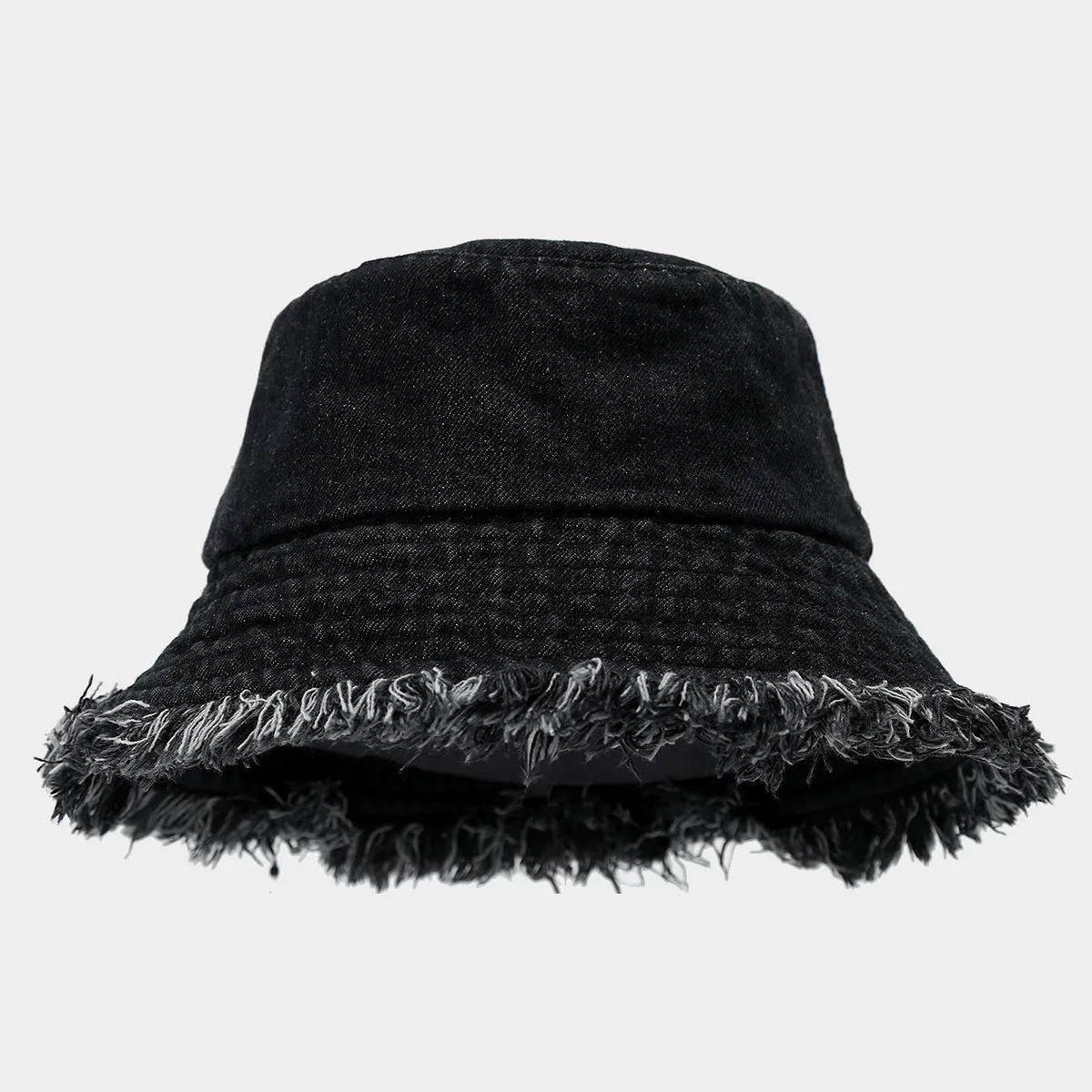 Unisex Trendy Autumn Solid Tassel Edge Washed Denim Summer Bucket Hat For Women Best Matched Sunshade Beach Fisherman Cap Gift