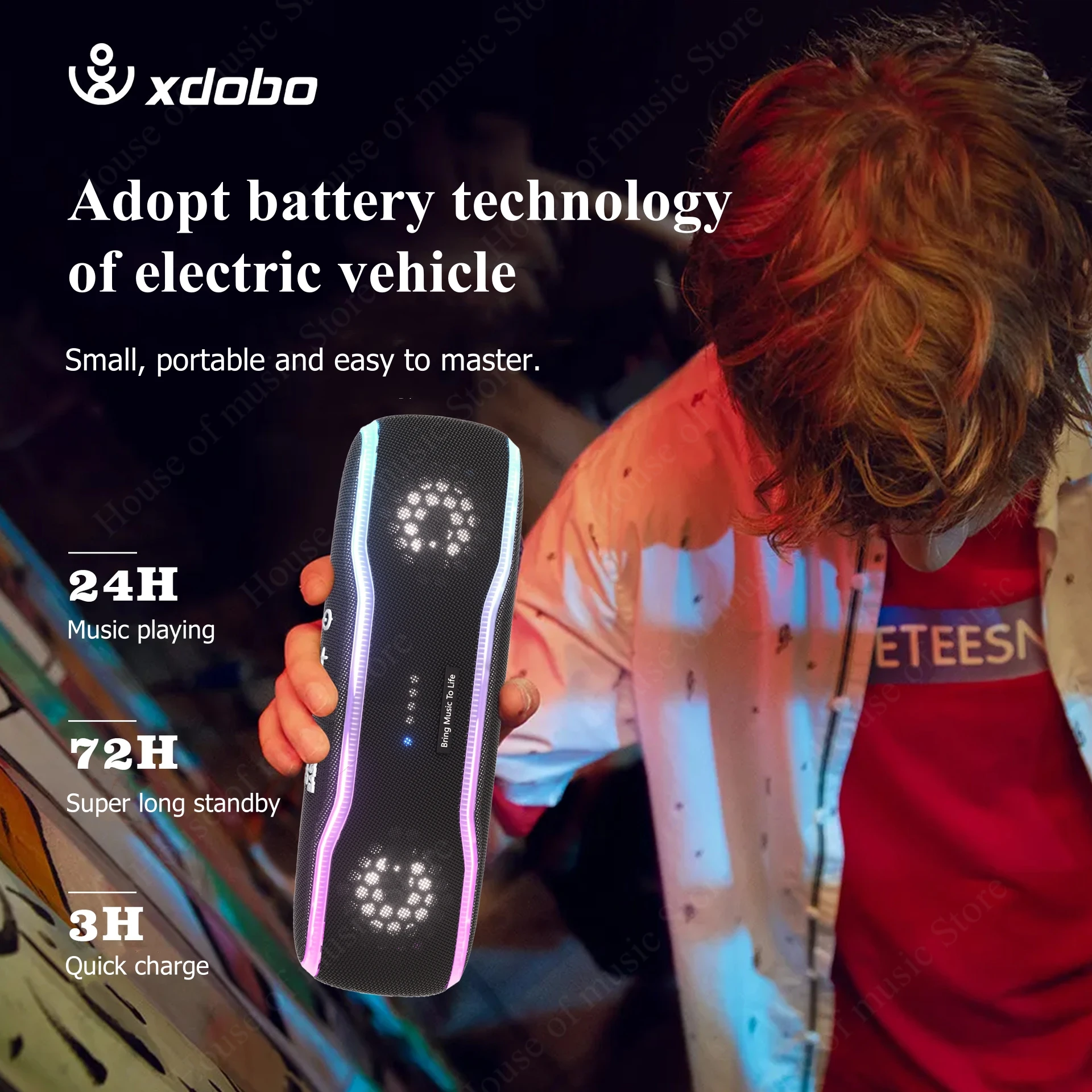 Xdobo NEW 30W Waterproof IPX7 Portable Outdoor Wireless Speaker Play Bluetooth Speaker Outdoor Stereo Subwoofer Speaker Portable