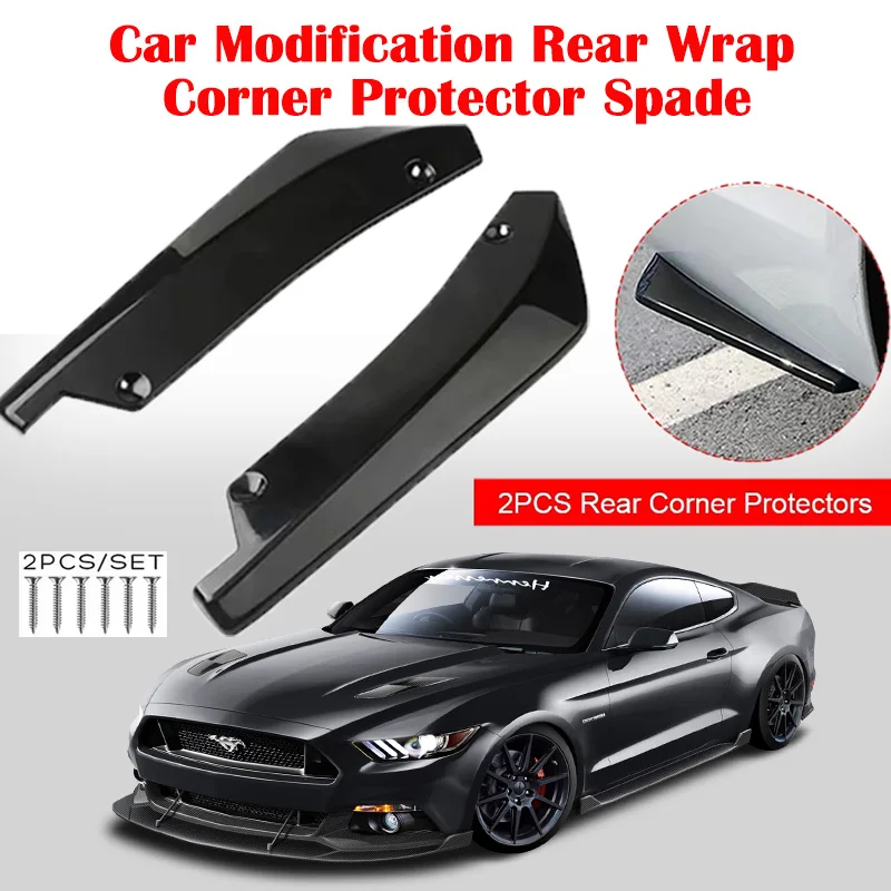 2Pcs Rear Bumper Splitter Lip Wrap Angle Spoiler Diffuser Cover Canard Chin For Ford Mustang 2000-2024 Shelby GT500 GT Mach-E