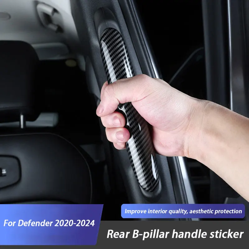 Carbon Fiber Pattern B-pillar Shake Hands Decorative Sticker for Land Rover Defender 110 2020-2025 Protect Accessories