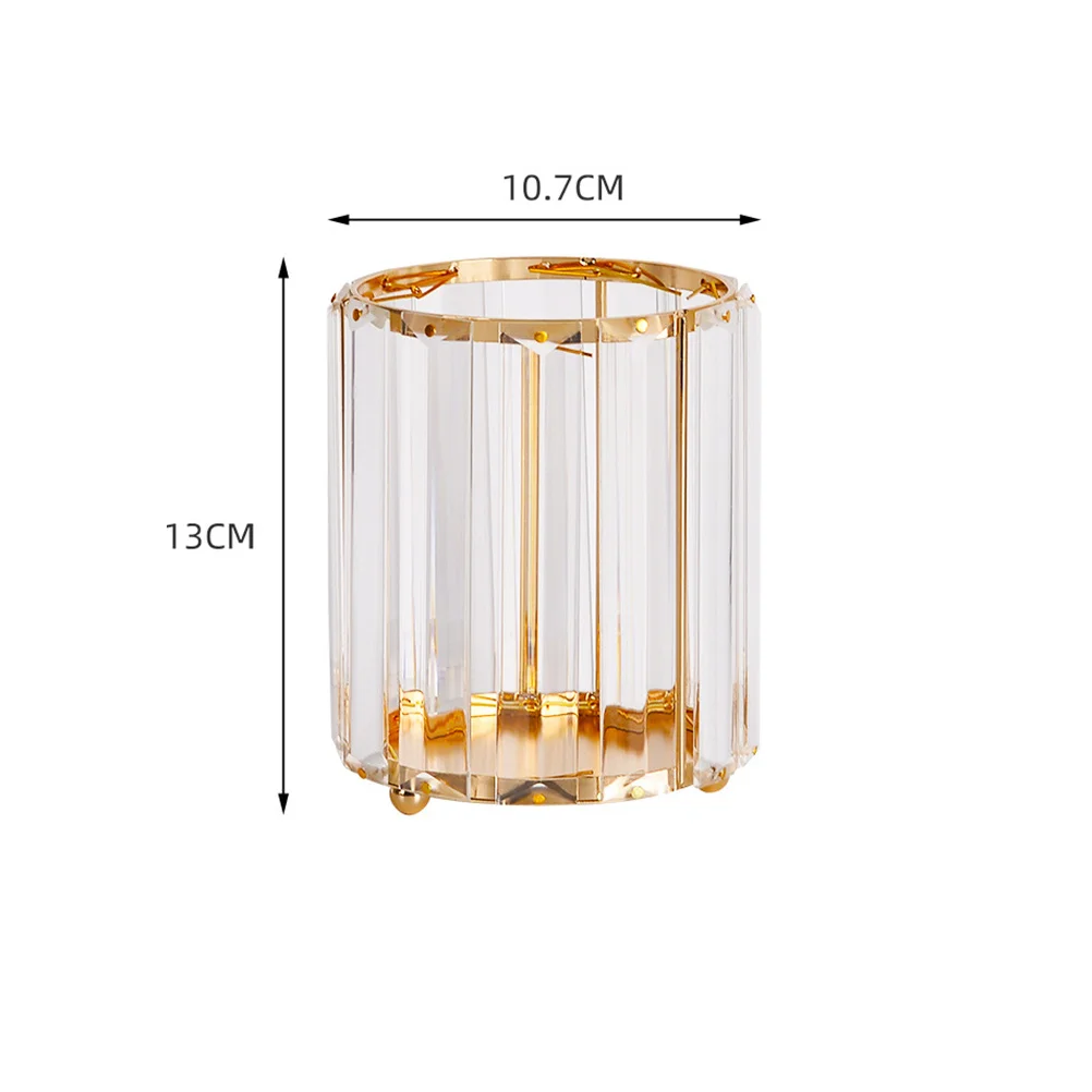 Premium Golden Vase Pencil Container Hexagonal Design Pen Holder for Cosmetics Trinkets Storage Desktop Decoration