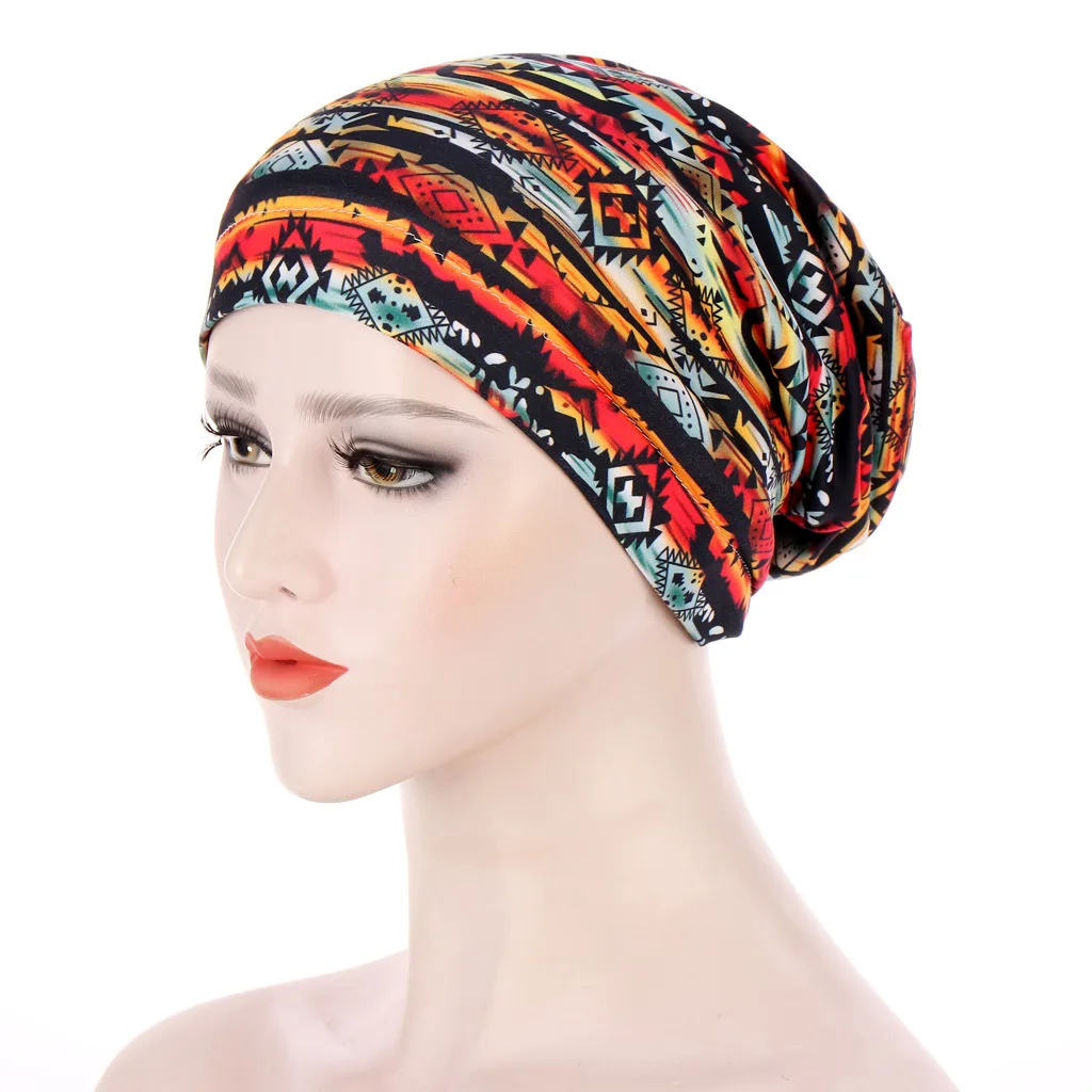 Muslim Women Hijabs Print Leopard Flower Turban Cap Muslim Islamic Cotton Chemo Cancer Headwear African Women Headwrap Bonnets