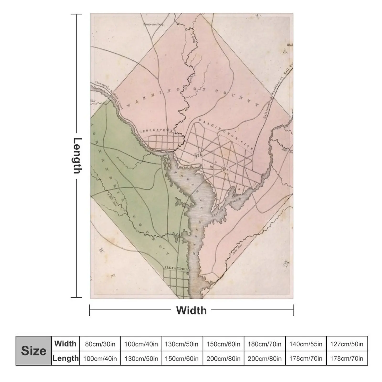 Vintage Map of Washington DC (1838) Throw Blanket Shaggy Travel Thermal manga Blankets