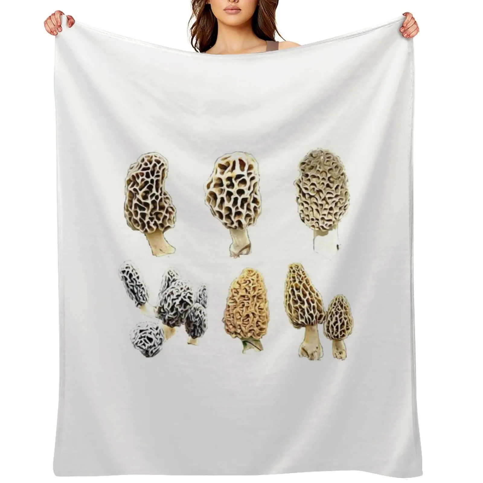 

Variety of Morel Mushrooms Throw Blanket Picnic Soft Plush Plaid For Sofa Thin Cute Blankets