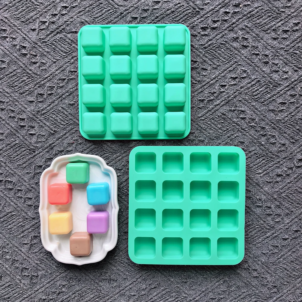 1 قطعة 16 فتحة مربعة الشكل لخبز الشوكولاتة قالب من السيليكون DIY لتزيين كعكة الشوكولاتة والحلوى #2