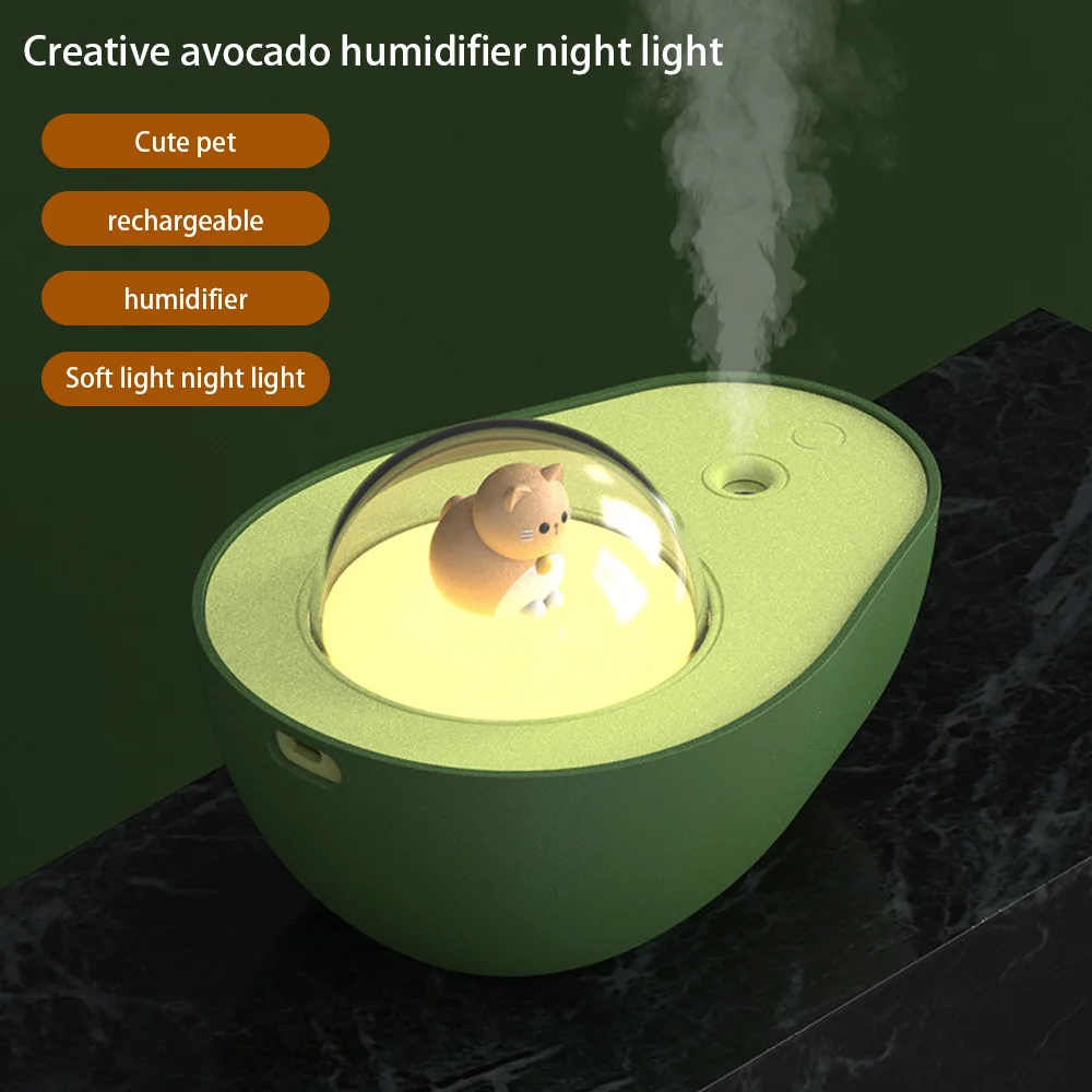 Avocado humidifier night light mini USB rechargeable bedroom office night light air evolution hydration humidifier